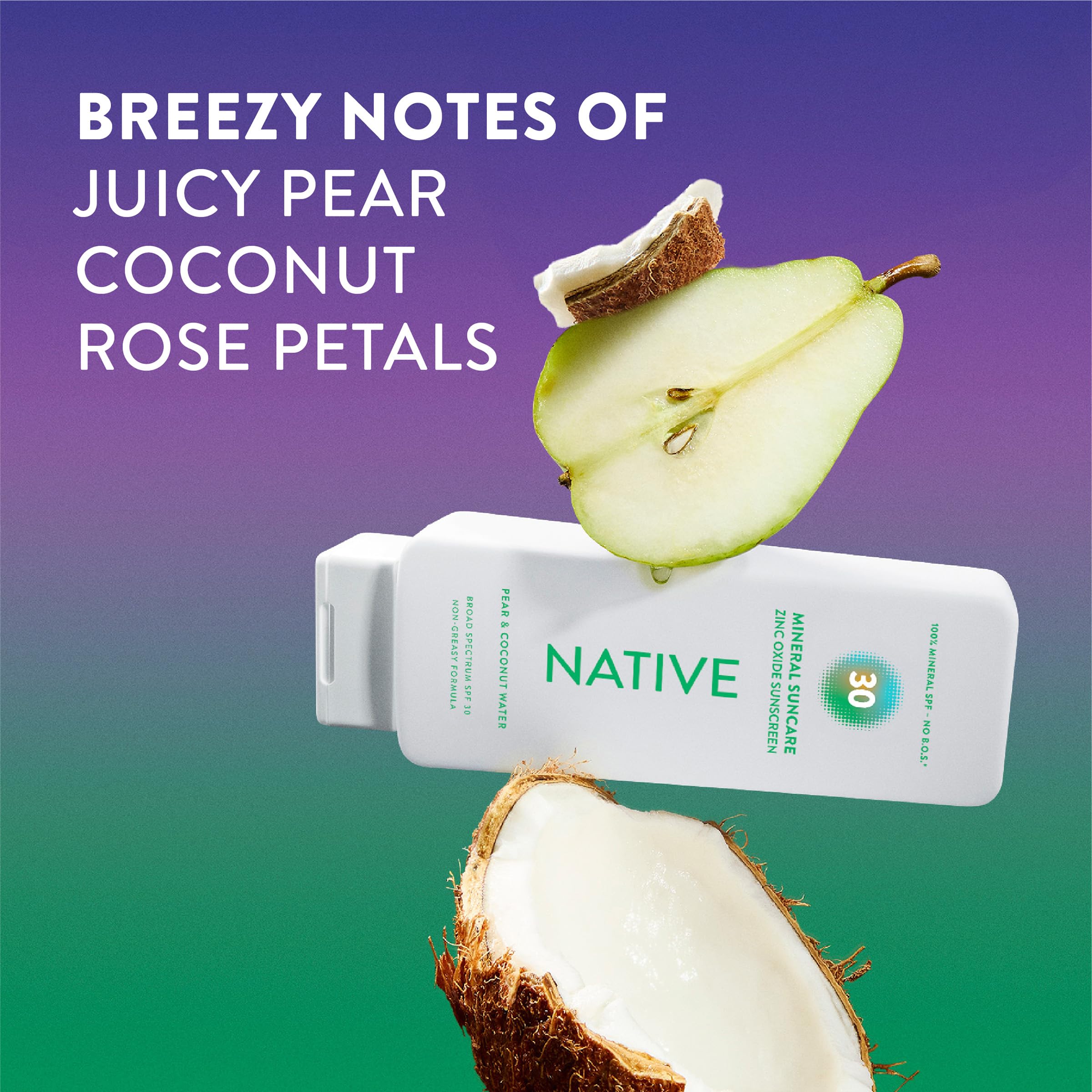 Amazon.com: Native Mineral Sunscreen Lotion SPF 30, Pear & Coconut